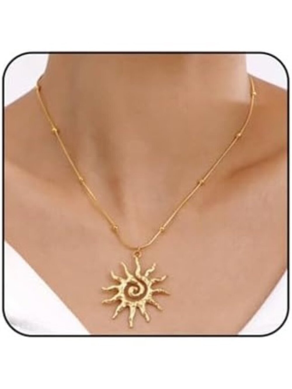Women's Gold 1 Lobster Vintage Bohemian Unique Statement Sun Pendant Necklace